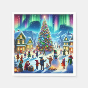 Northern Lights Winter Christmas Celebration Napkin