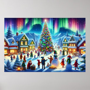 Northern Lights Winter Christmas Celebration Poster
