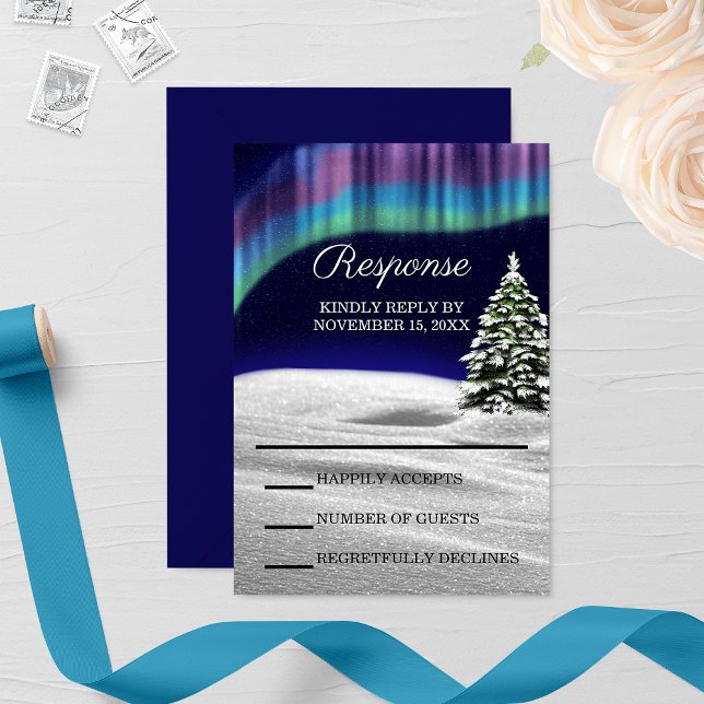 Northern Lights Winter Wedding RSVP Card (Creator Uploaded)
