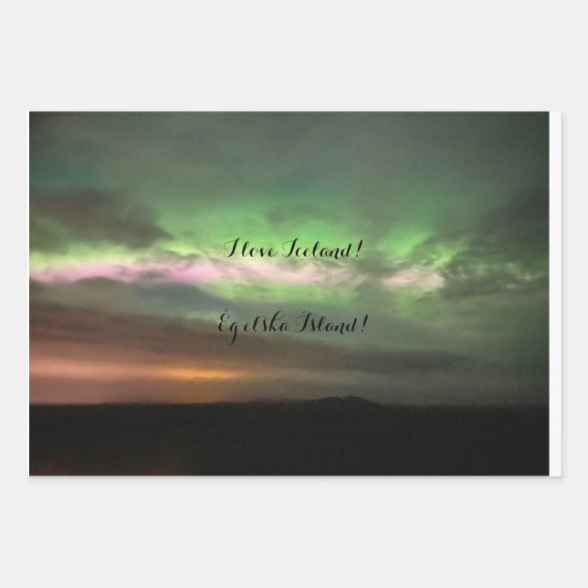 Northern lights with love wrapping paper sheet (Front 2)