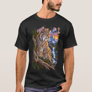 Northern Lynx Family – Vintage Mountain Wildlife T-Shirt