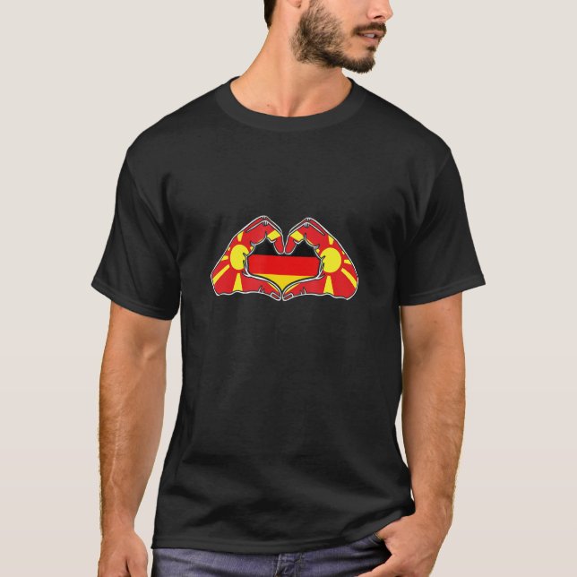 Northern Macedonia and Germany  Heart hand friends T-Shirt (Front)