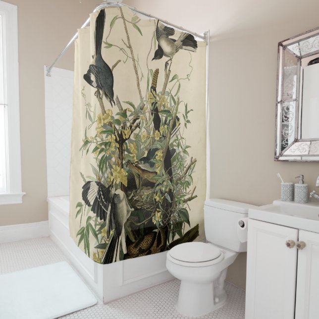Northern Mocking Bird, Audubon's Birds of America Shower Curtain (In Situ)