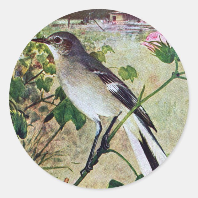 Northern Mockingbird Classic Round Sticker (Front)