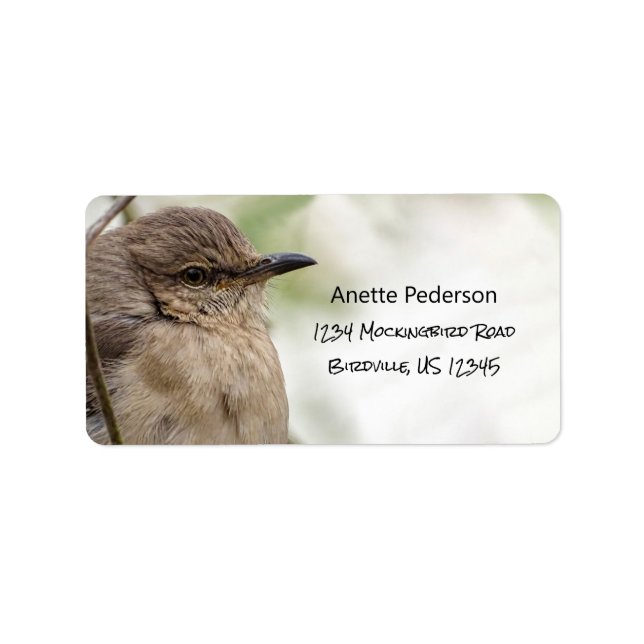 Northern Mockingbird Portrait Bird Photo Address Label (Front)