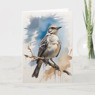 Northern Mockingbird Resting on Tree Limb Blank Card