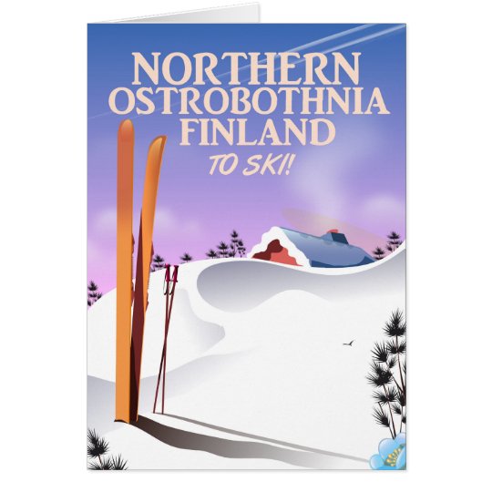 Northern Ostrobothnia Finland ski poster Card
