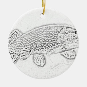 Northern pike ceramic ornament