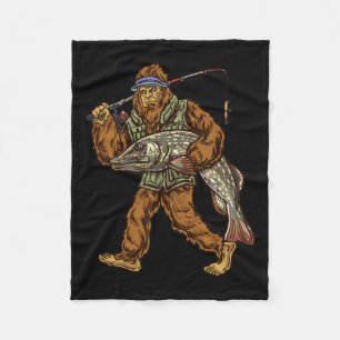 Northern Pike Fishing Bigfoot Hunting Fishermen 1 Fleece Blanket