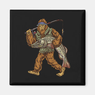 Northern Pike Fishing Bigfoot Hunting Fishermen 1 Magnet