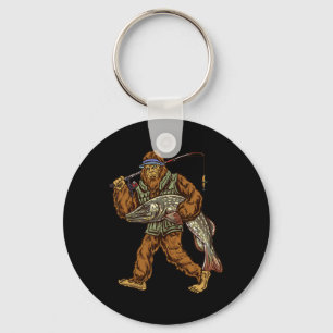 Northern Pike Fishing Bigfoot Hunting Fishermen Key Ring