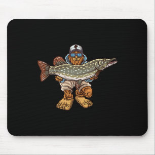 Northern Pike Fishing Bigfoot Hunting Fishermen Mouse Pad