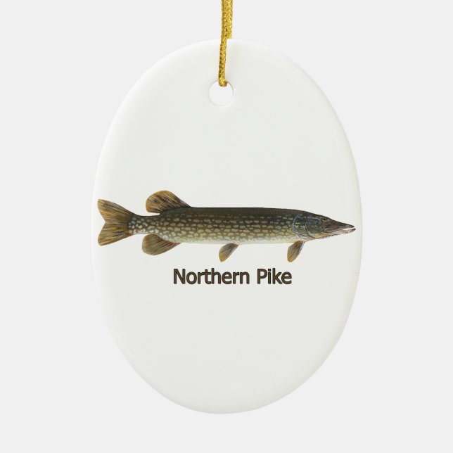 Northern Pike (titled) Ceramic Ornament (Front)