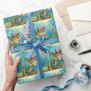 Northern Pike Wearing a Retired Cap Wrapping Paper