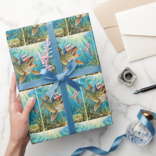 Northern Pike Wearing a Retired Cap Wrapping Paper