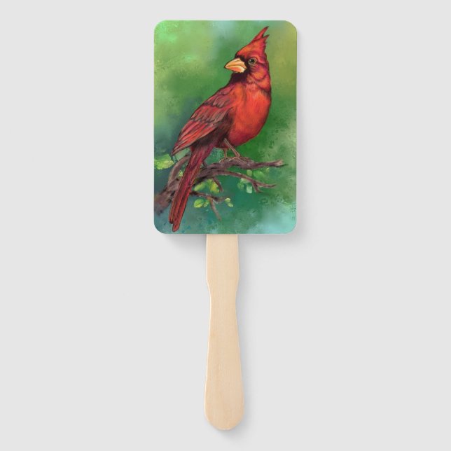 Northern Red Cardinal Bird Hand Fan (Back)