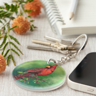 Northern Red Cardinal Bird Keychain Gift