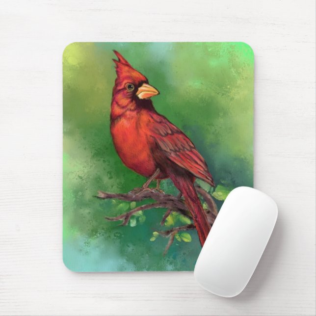 Northern Red Cardinal Bird Mouse Pad (With Mouse)