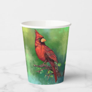 Northern Red Cardinal Bird Paper Cups - Painting