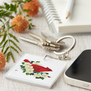 Northern Red Cardinal Key Ring