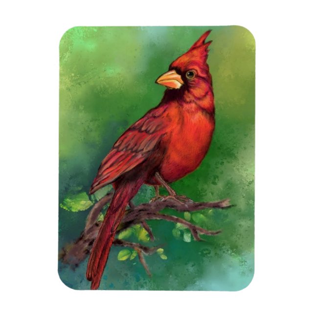 Northern Red Cardinal Magnet (Vertical)
