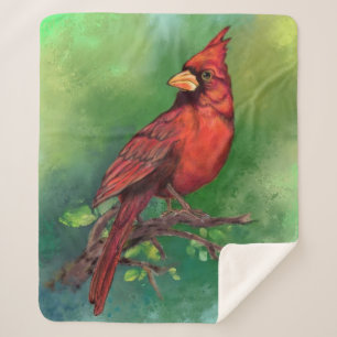 Northern Red Cardinal Sherpa Blanket