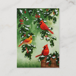 Northern Red Cardinals and Holly Business Card