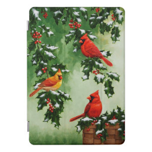 Northern Red Cardinals and Holly iPad Pro Cover