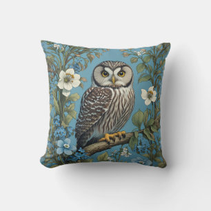 Northern Saw-Whet Owl William Morris Inspired Cushion