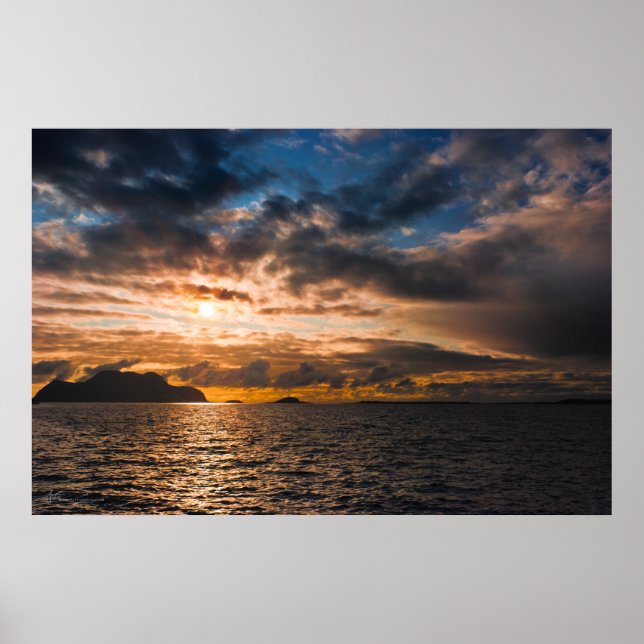 Northern sea sunset photo print. Alesund, Norway Poster (Front)