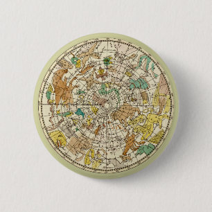 Northern Sky Star Chart and Constellations Map 6 Cm Round Badge