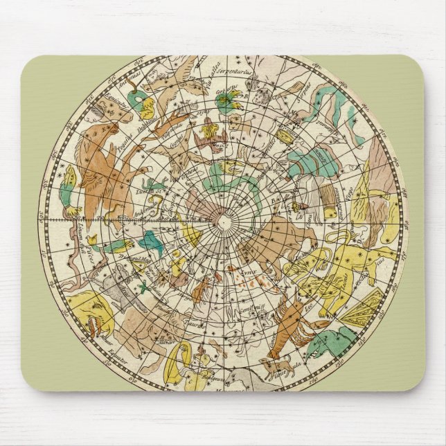 Northern Sky Star Chart and Constellations Map Mouse Pad (Front)