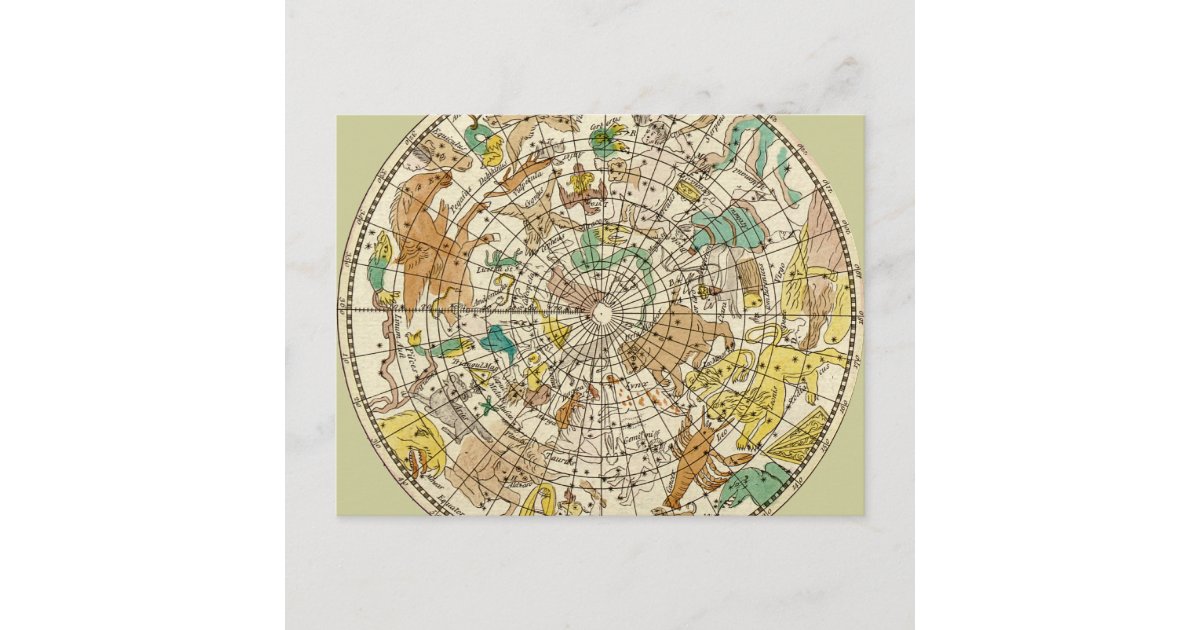 Northern Sky Star Chart and Constellations Map Postcard Zazzle