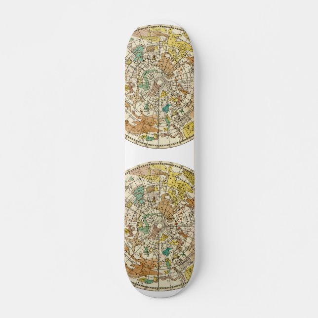 Northern Sky Star Chart and Constellations Map Skateboard (Front)