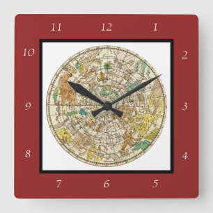 Northern Sky Star Chart and Constellations Map Square Wall Clock