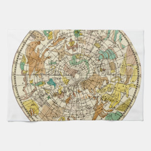 Northern Sky Star Chart and Constellations Map Tea Towel
