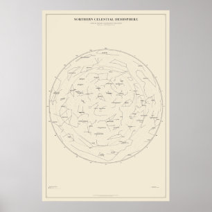 Northern Sky Star Chart Poster