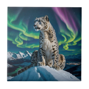 “Northern Sky Wanderer” – Snow Leopard Portrait Ceramic Tile