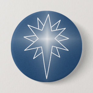 Northern Star Christmas Button, Royal Blue 7.5 Cm Round Badge