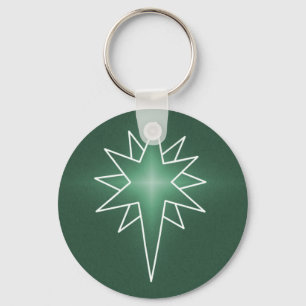 Northern Star Christmas Keychain, Green Key Ring