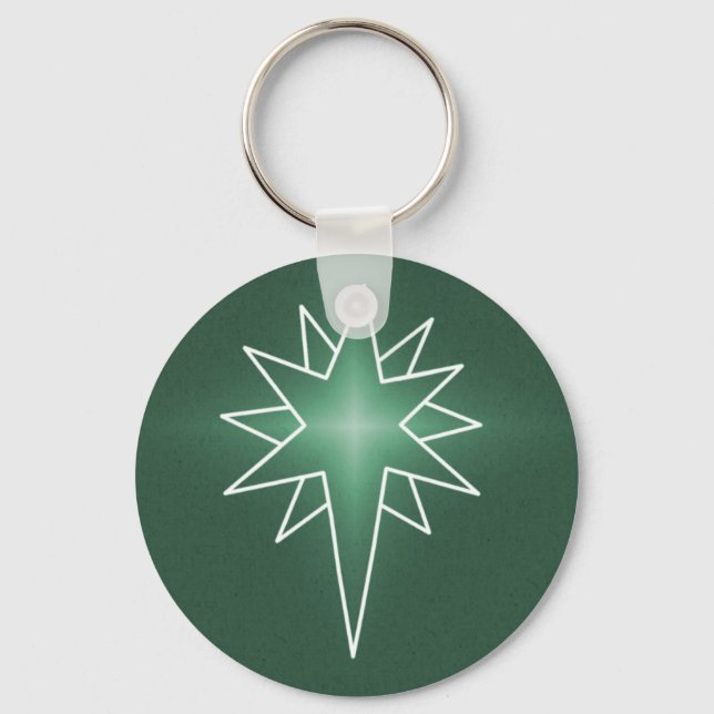 Northern Star Christmas Keychain, Green Key Ring (Front)