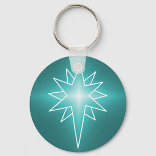 Northern Star Christmas Keychain, Teal Key Ring