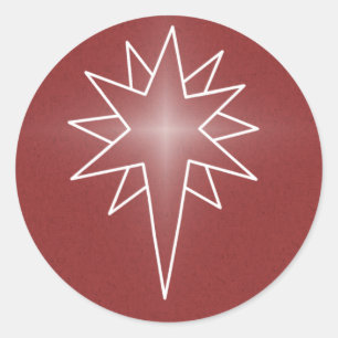 Northern Star Christmas Stickers, Red Classic Round Sticker