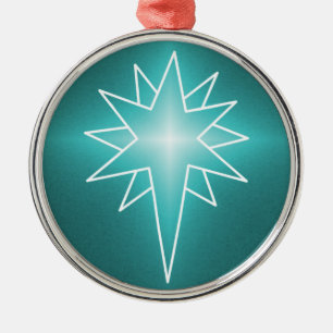 Northern Star Premium Round Ornament, Turquoise Metal Tree Decoration