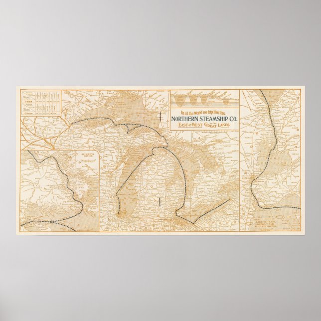 Northern Steamship Company map Poster (Front)
