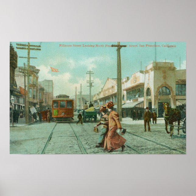 Northern View of Fillmore St from O'Farrell St Poster (Front)