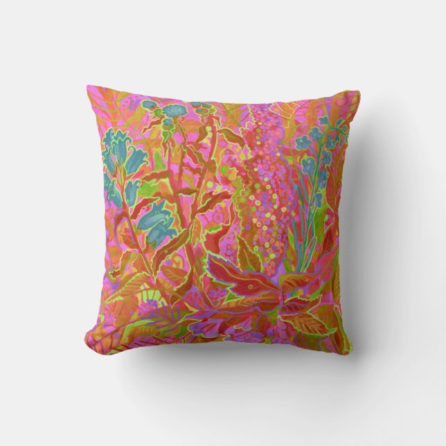 Northern Wildflowers Colourful Summer Floral Art  Cushion (Front)