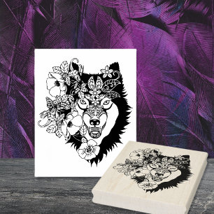 Northern Wolf Animal Art Colouring Page Rubber Stamp
