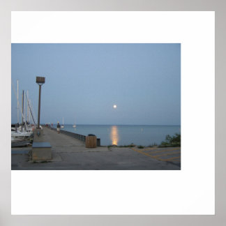 Northport Michigan Marina Moonlight Poster