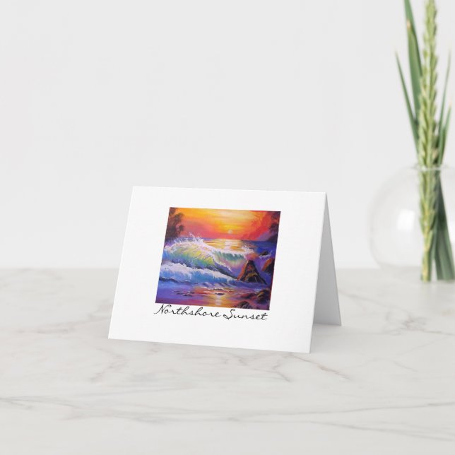 Northshore Oahu Sunset Original Painting Card (Front)
